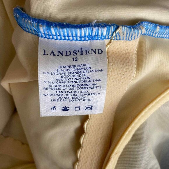 Lands End One Piece Swimsuit Womens 12 Blue Nylon Ruched Sides‎ - Picture 6 of 9